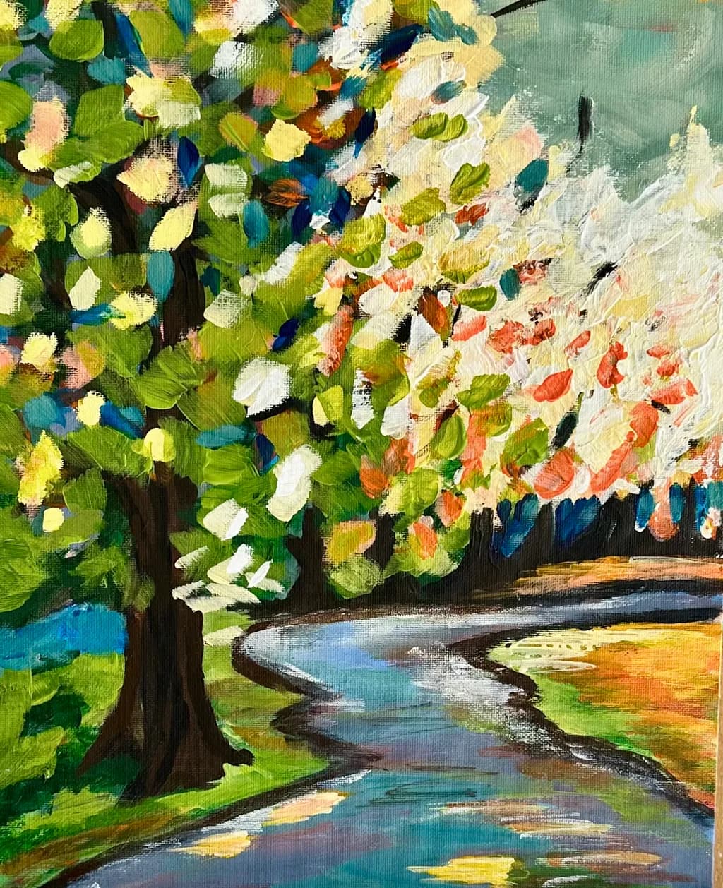 Whispers of Nature: A Colorful Pathway Through Blossoming Trees