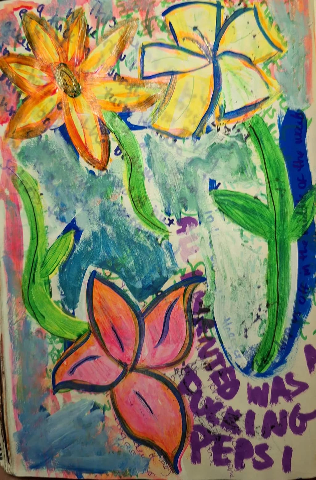 Vibrant Floral Whimsy: A Colorful Expression of Nature's Beauty and Emotion