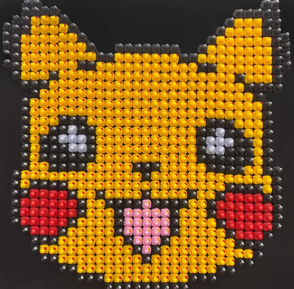 Vibrant Pixelated Joy: A Cheerful Character Celebration in Colorful Artistry
