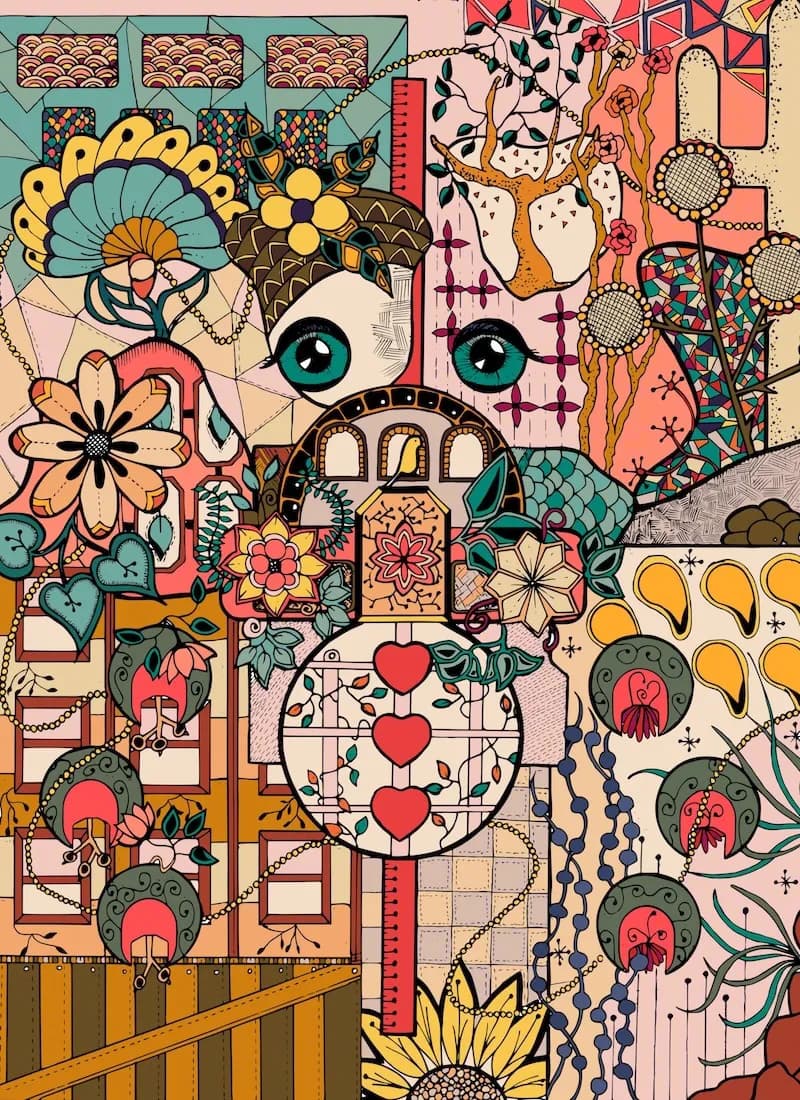 Whimsical Blooms: A Colorful Journey Through Abstract Floral Geometry
