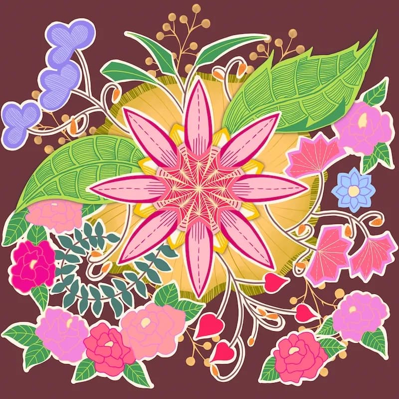Blooming Whimsy: A Vibrant Floral Dance of Color and Life