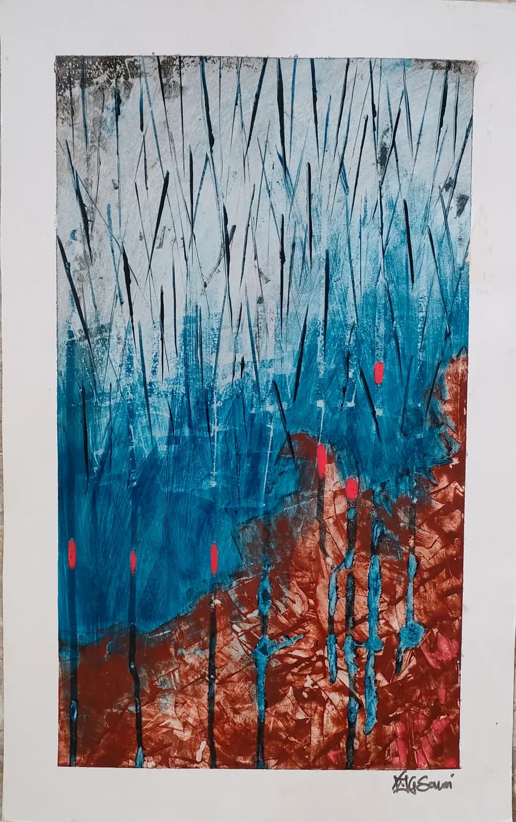 Vibrant Echoes: An Abstract Dance of Blue and Red Textures