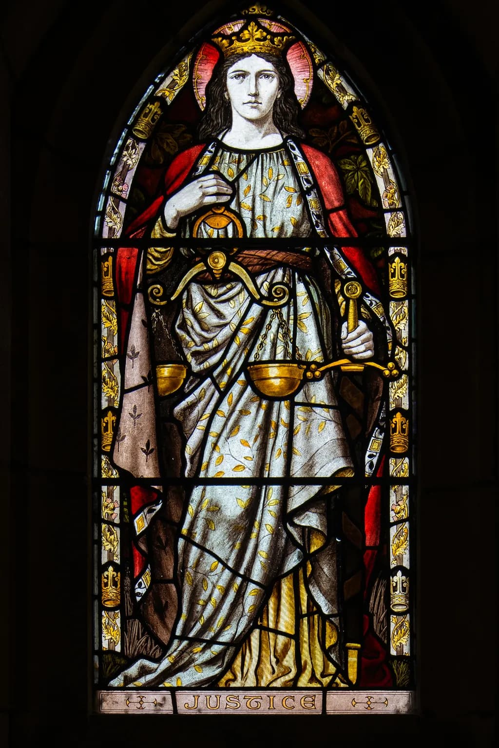 Stained Glass Representation of Justice: A Study in Architectural Heritage and Cultural Significance