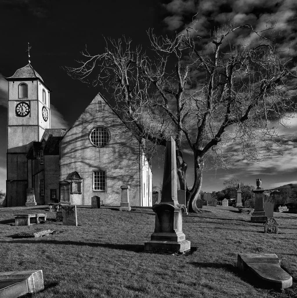 Monochrome Shadows: A Study of Architectural Heritage in a Scottish Graveyard