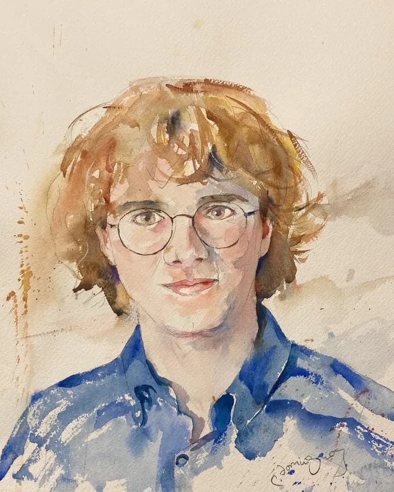 Whispers of Youth: A Watercolor Portrait of Innocence and Curiosity