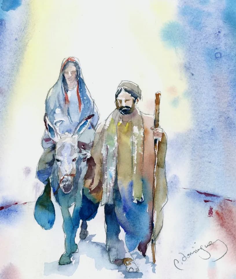 Journey of Faith: A Watercolor Depiction of Hope and Resilience