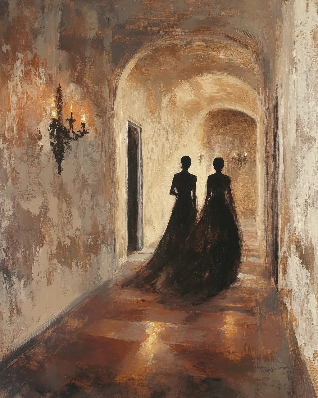 Whispers in the Corridor: A Dance of Shadows and Elegance