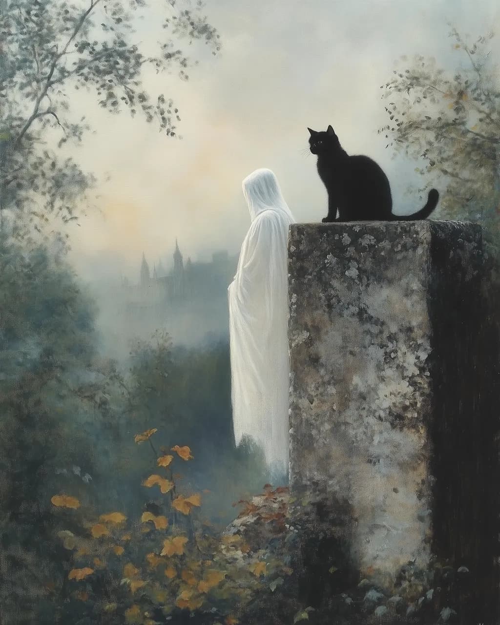 Whispers of the Ethereal: A Ghostly Encounter with the Mystical Cat in the Serene Forest