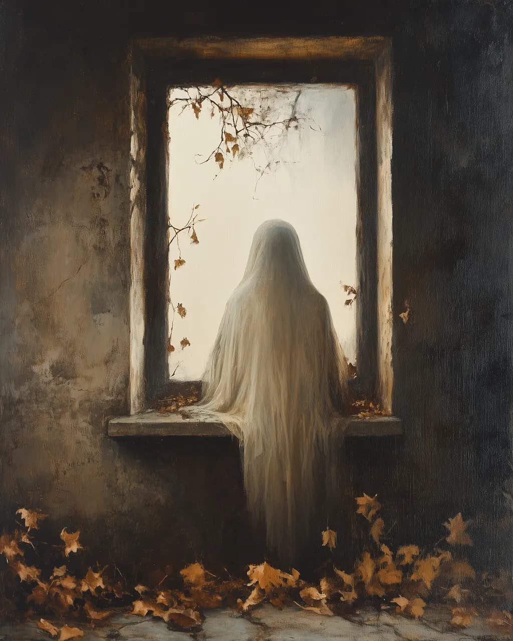 Whispers of Autumn: A Ghostly Reflection in the Window