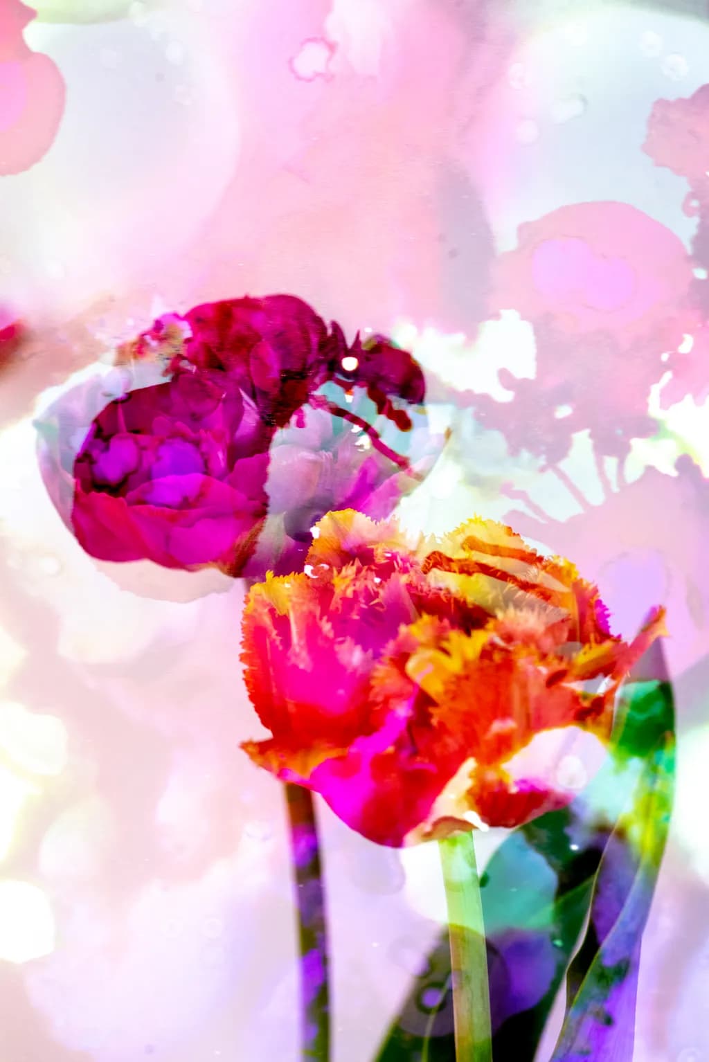 Vibrant Blossoms: An Abstract Dance of Colorful Flowers in Nature's Embrace
