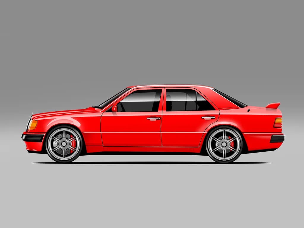 Vibrant Velocity: The Iconic Red Sedan in Motion