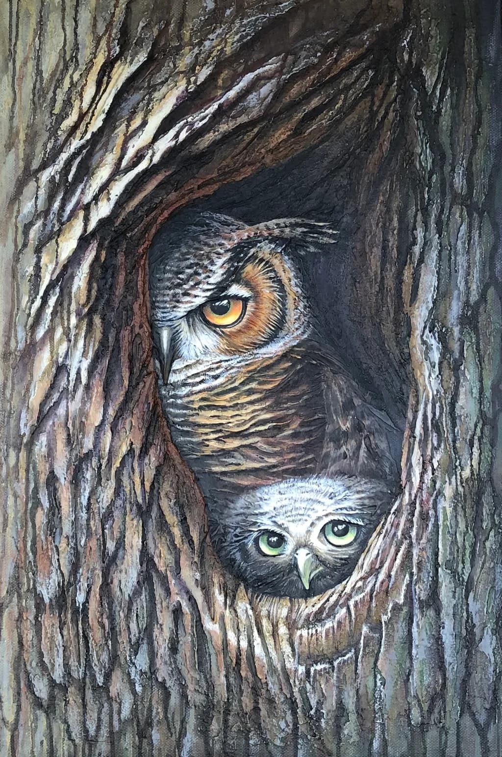 Whispers of the Woods: A Majestic Owl Duo in Nature's Embrace