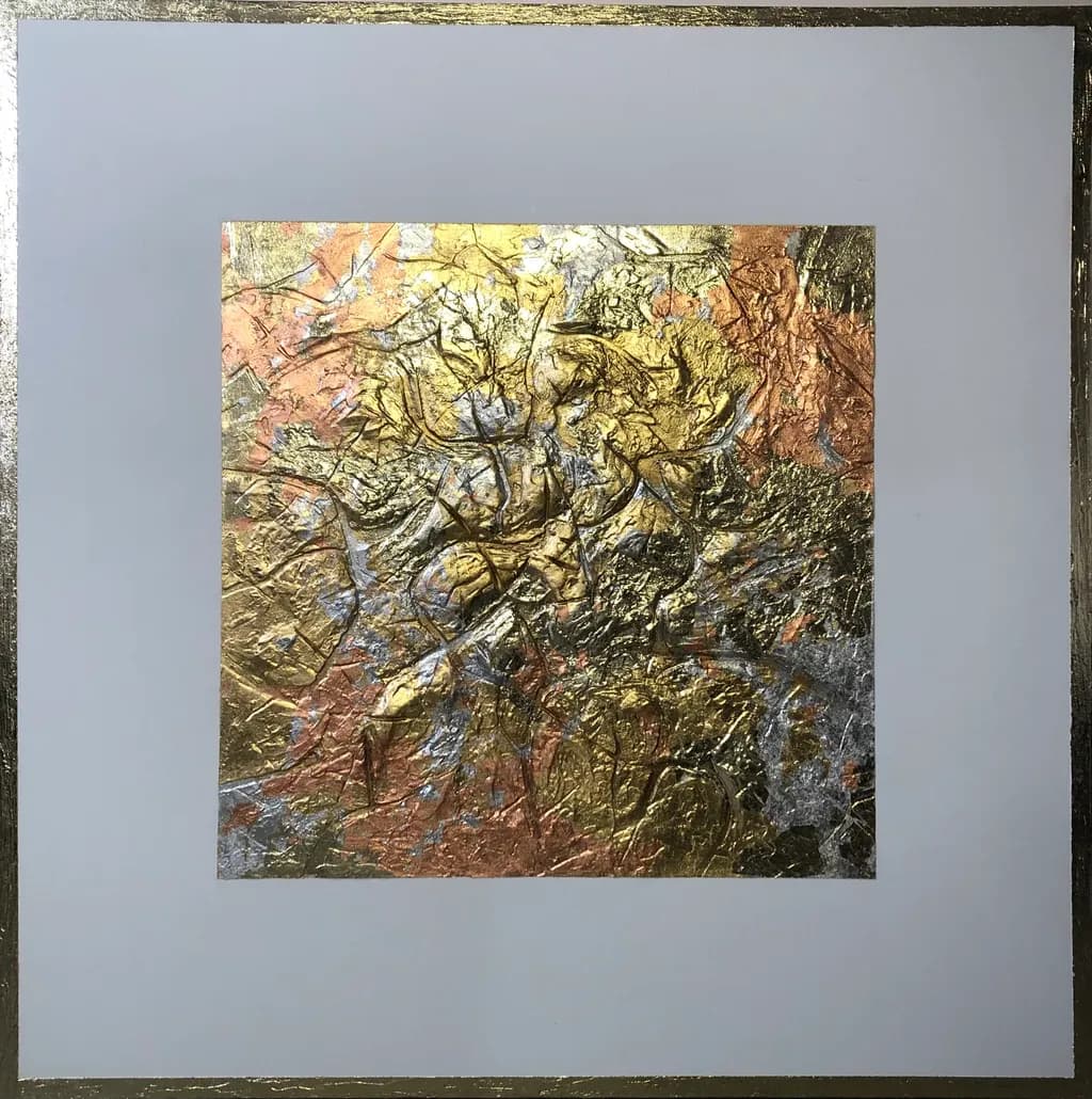 Golden Whispers: A Textured Journey Through Abstract Vibrance