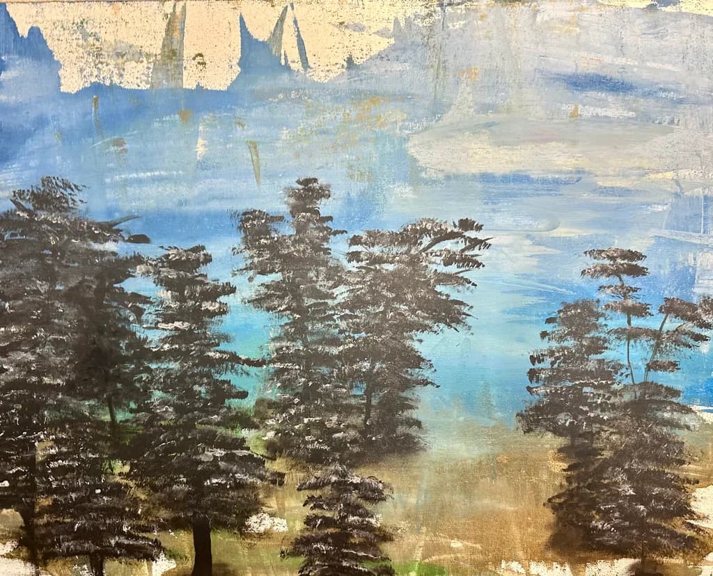 Whispers of the Forest: A Serene Landscape in Blues and Greens