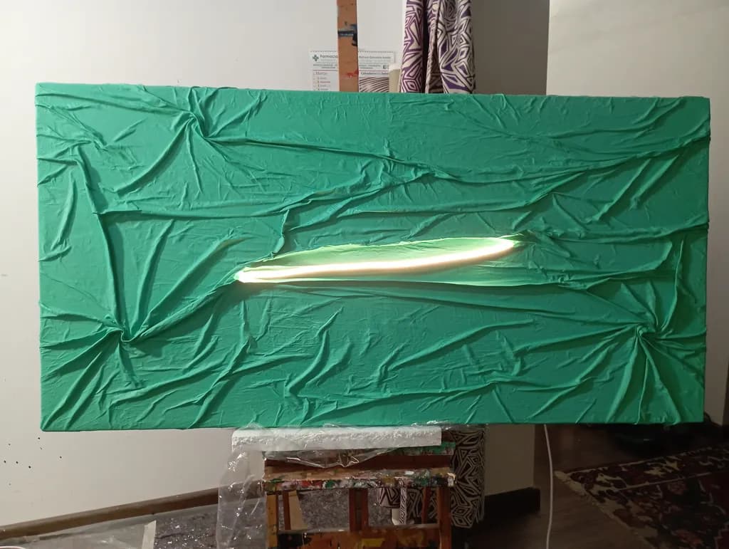 Emerald Waves: A Dance of Light and Texture on Canvas