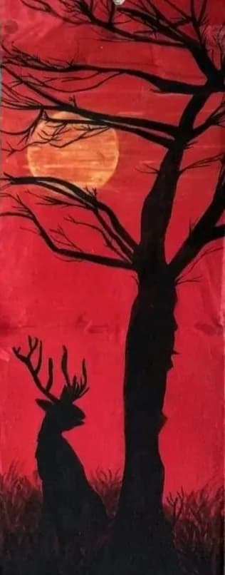 Whispers of the Twilight: A Majestic Stag Beneath the Blood Moon