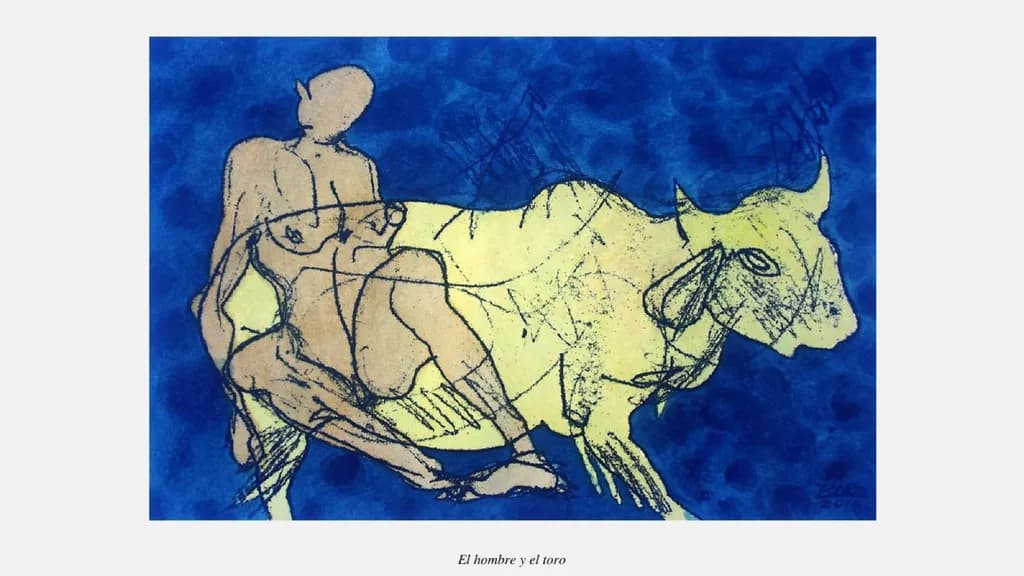 Man and Bull in Blue