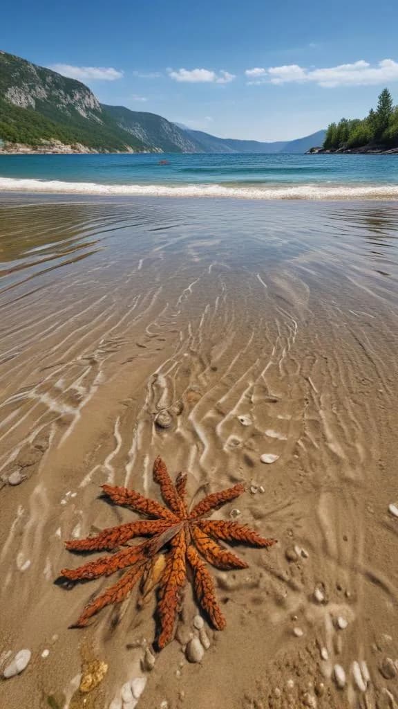 Serenity by the Shore: A Starfish's Embrace of Nature's Beauty