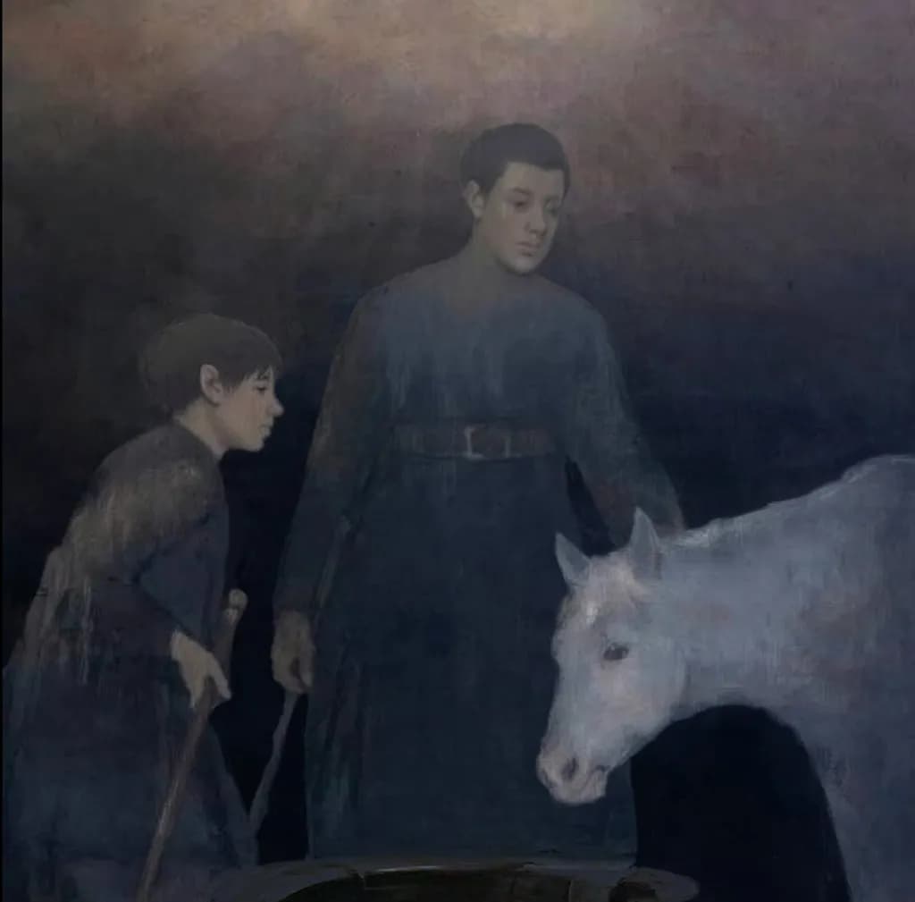 Give the white horse water to drink