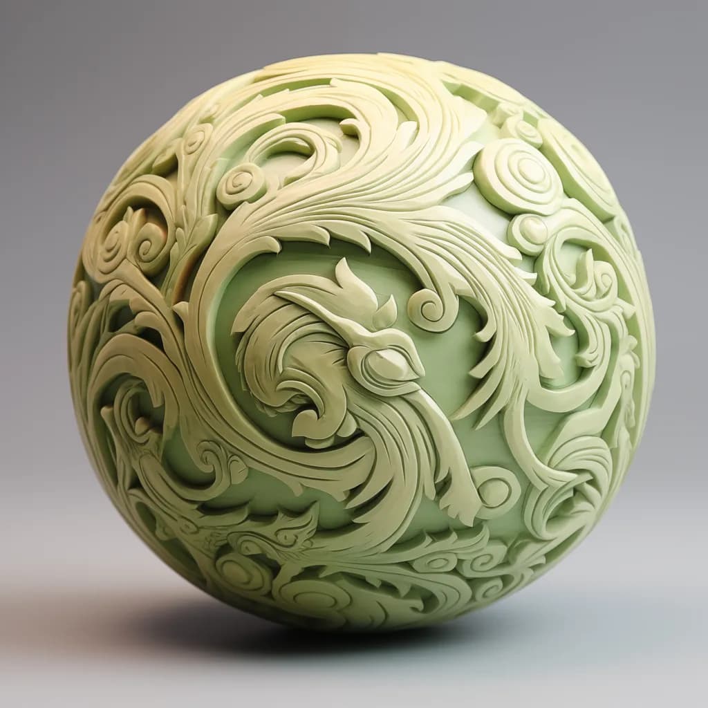 Pastel Green Carvings