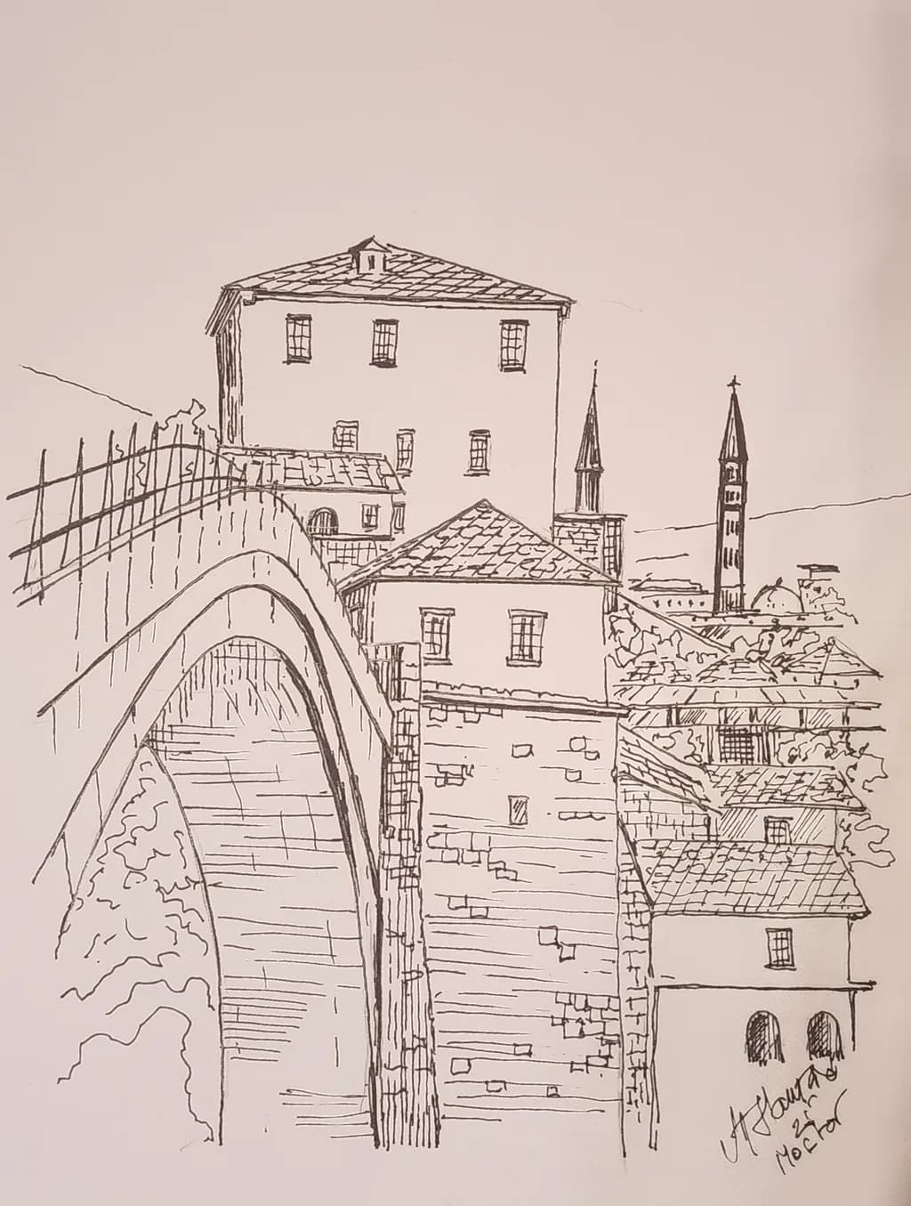 Monochrome Bridge Sketch