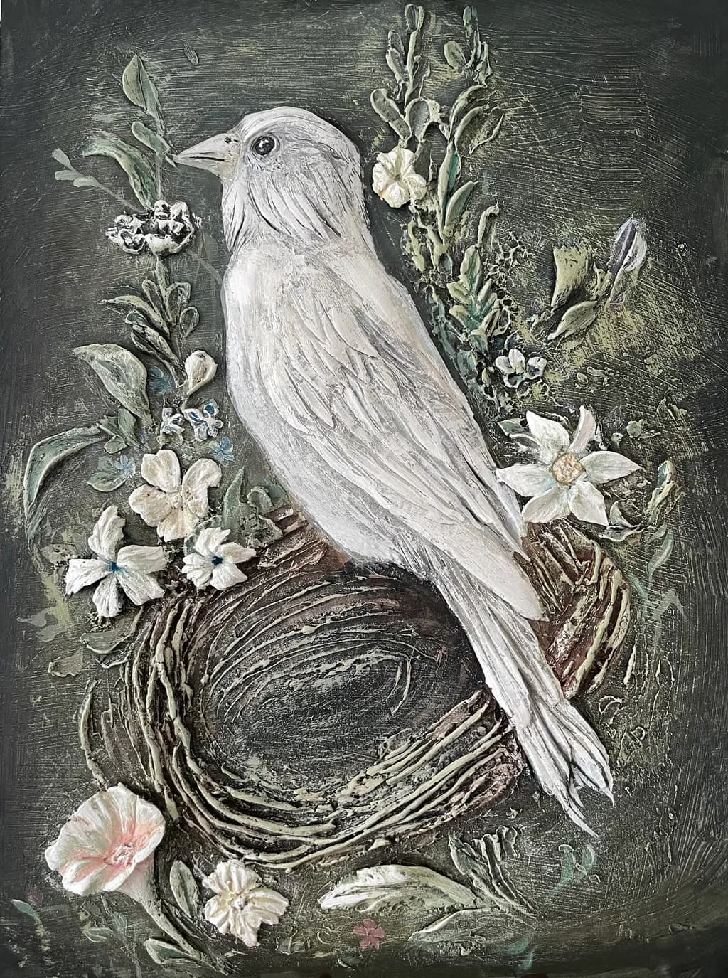 Whispers of Nature: A Serene Bird Nesting Among Blossoms