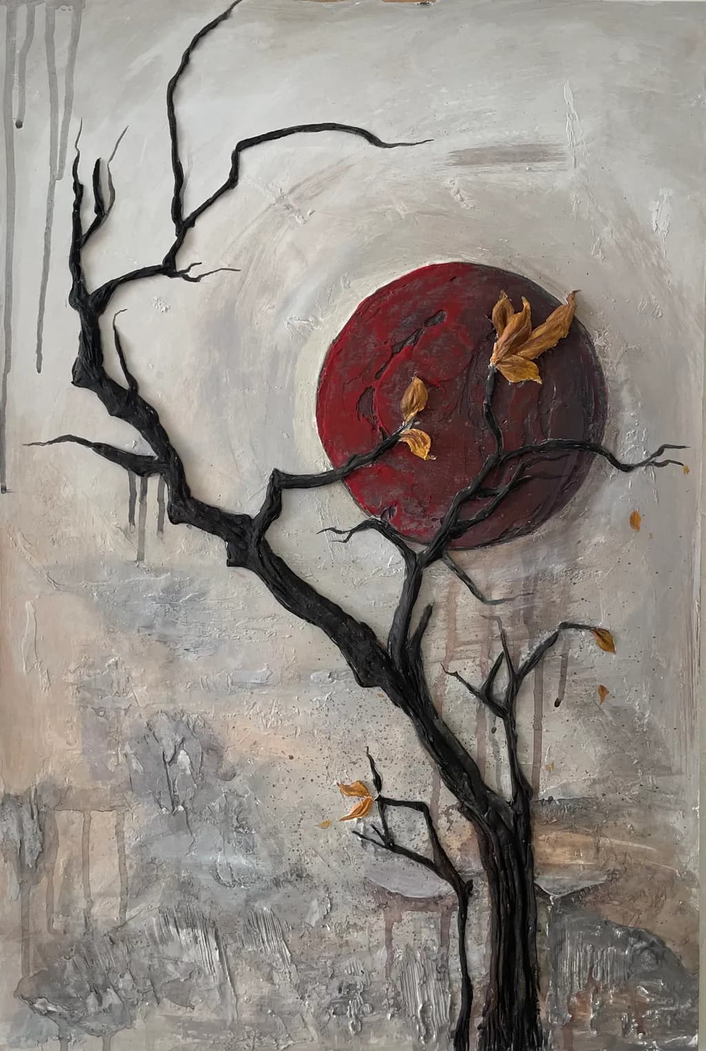 Whispers of Autumn: A Dance Between Shadows and the Crimson Sun