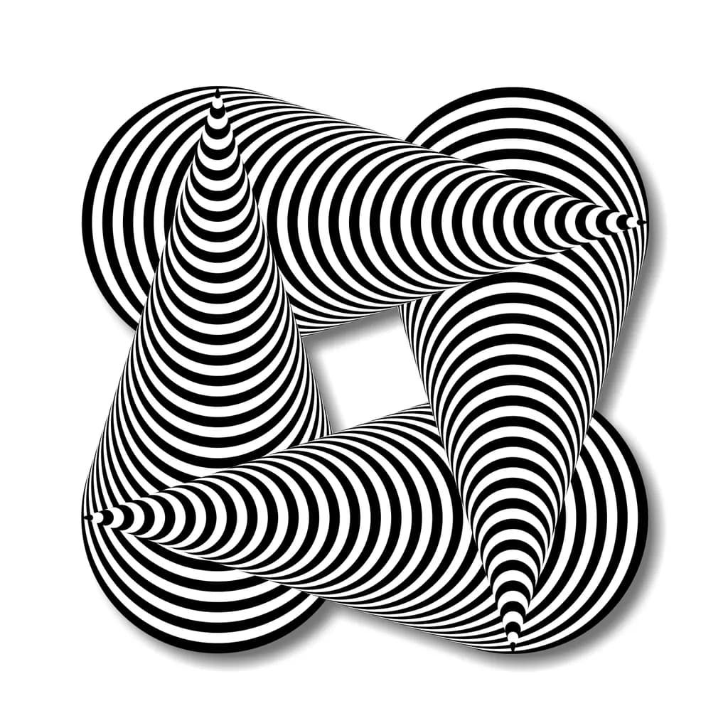 Dynamic Spiral Convergence: A Black and White Optical Illusion Artwork