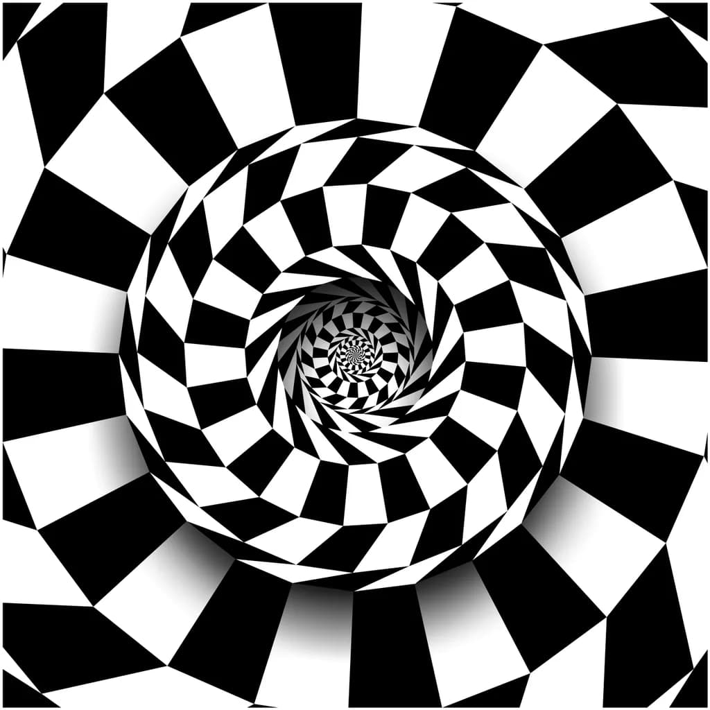 Spiral Illusions: A Dance of Black and White Geometry