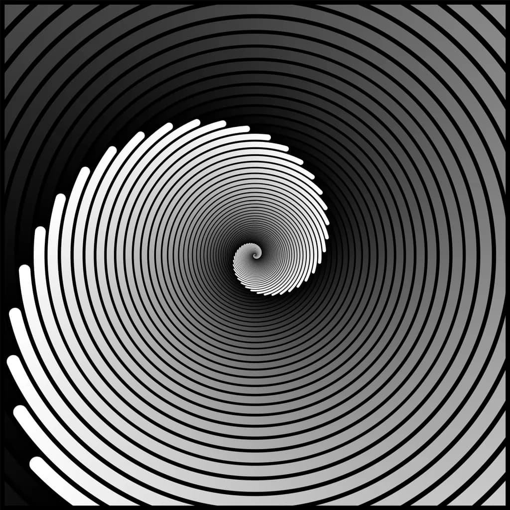 Spiraling Depth: An Abstract Monochrome Illusion of Patterns