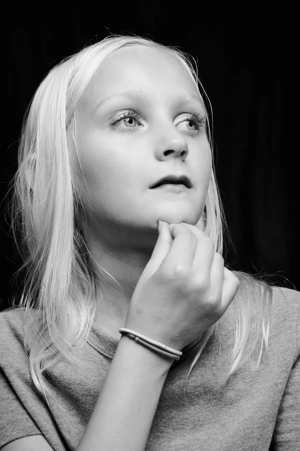 Whispers of Innocence: A Contemplative Portrait in Monochrome