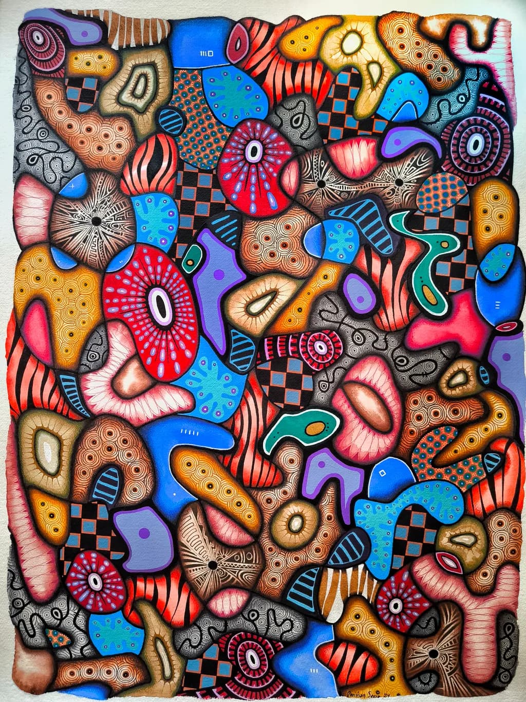 Vibrant Whirl: A Dance of Colorful Forms and Patterns