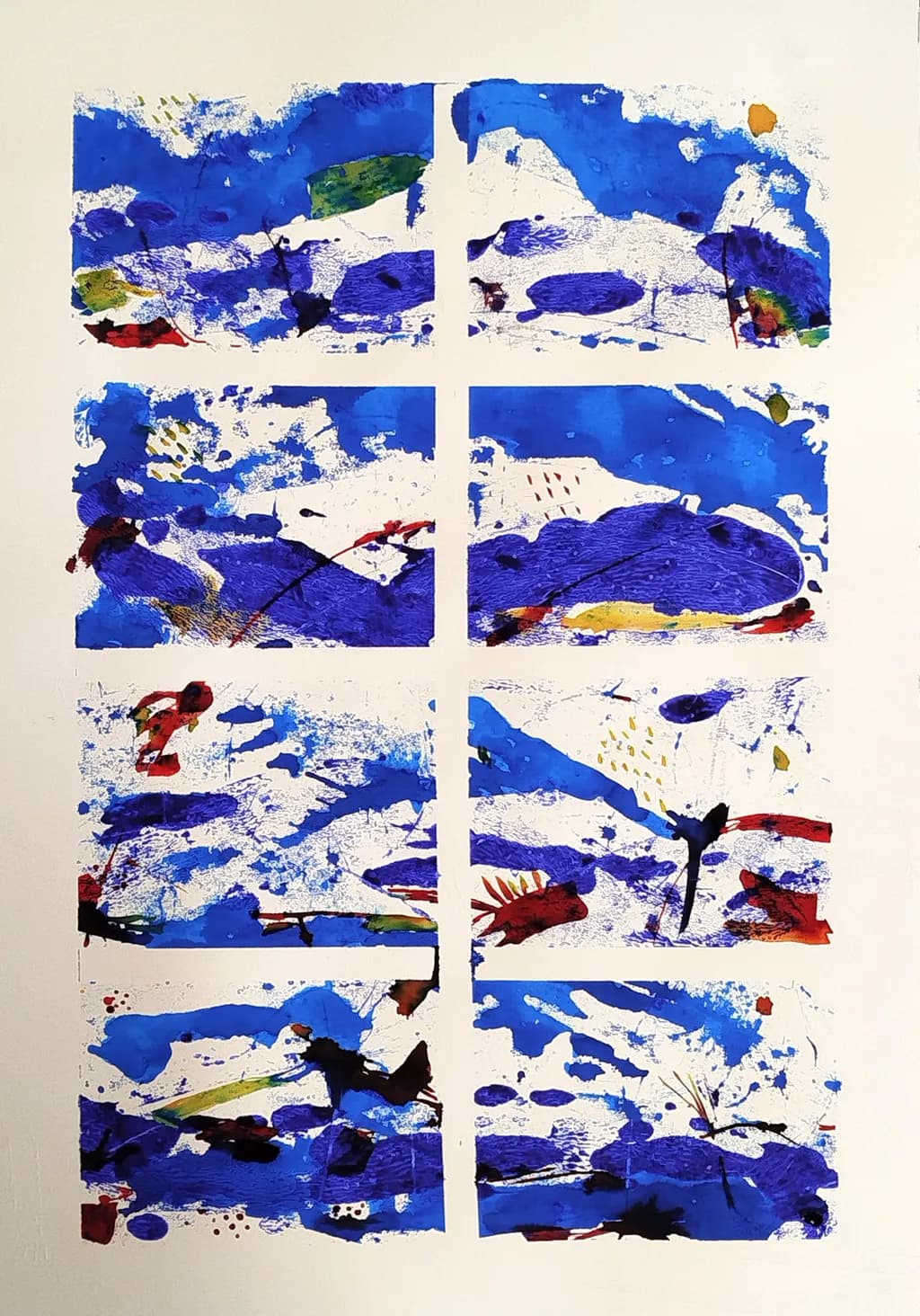Vibrant Blue Horizons: An Abstract Journey Through Color and Texture
