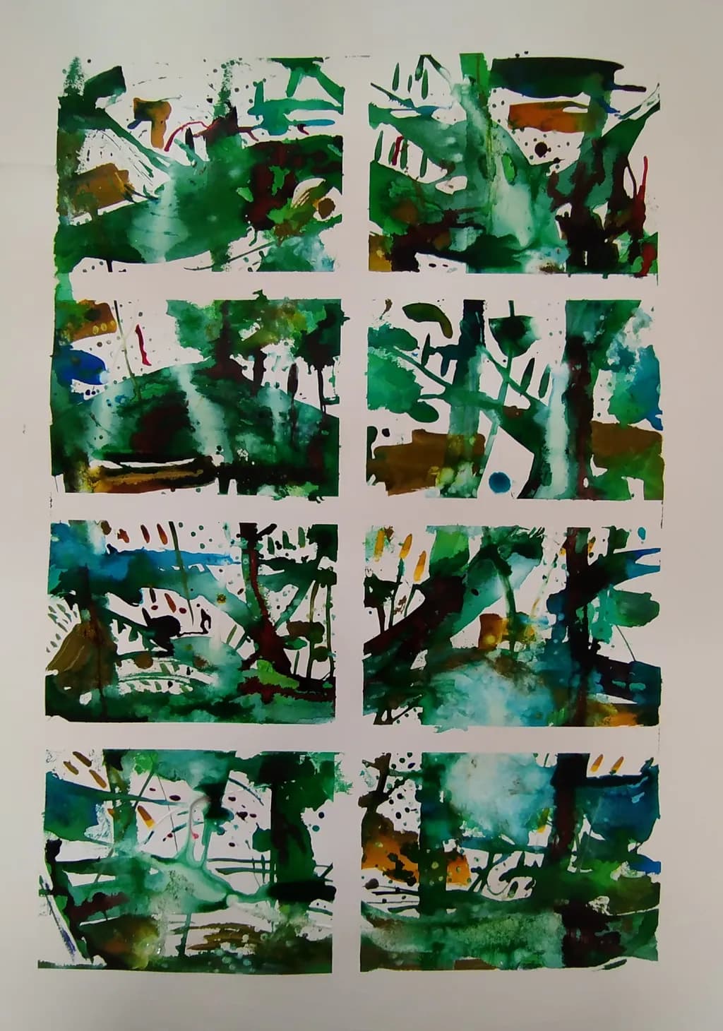 Whispers of Nature: An Abstract Watercolor Journey Through Green Landscapes