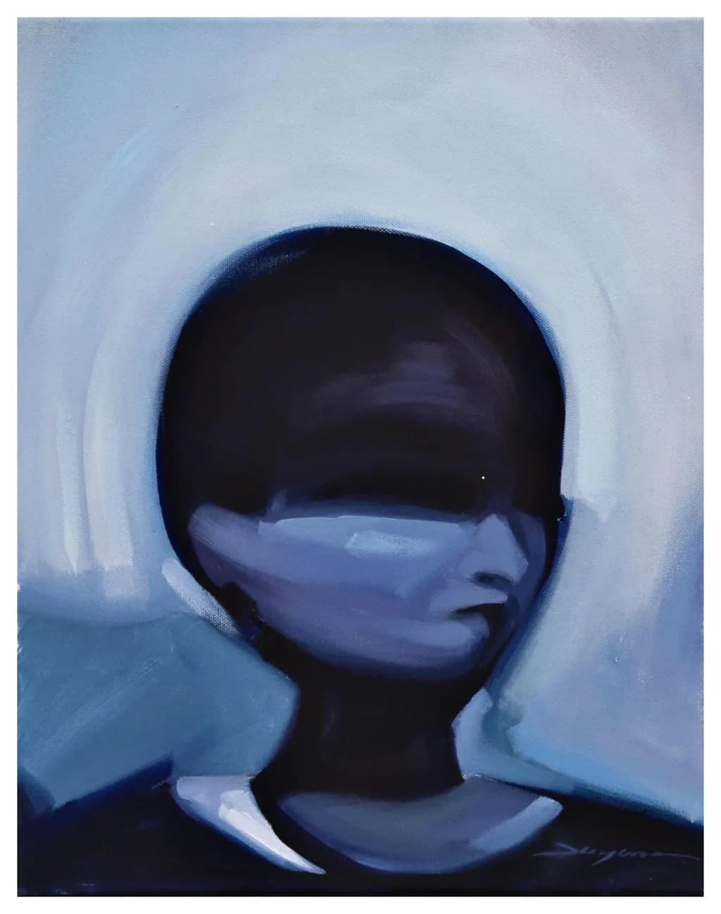 Whispers of Solitude: A Contemplative Portrait in Shades of Blue