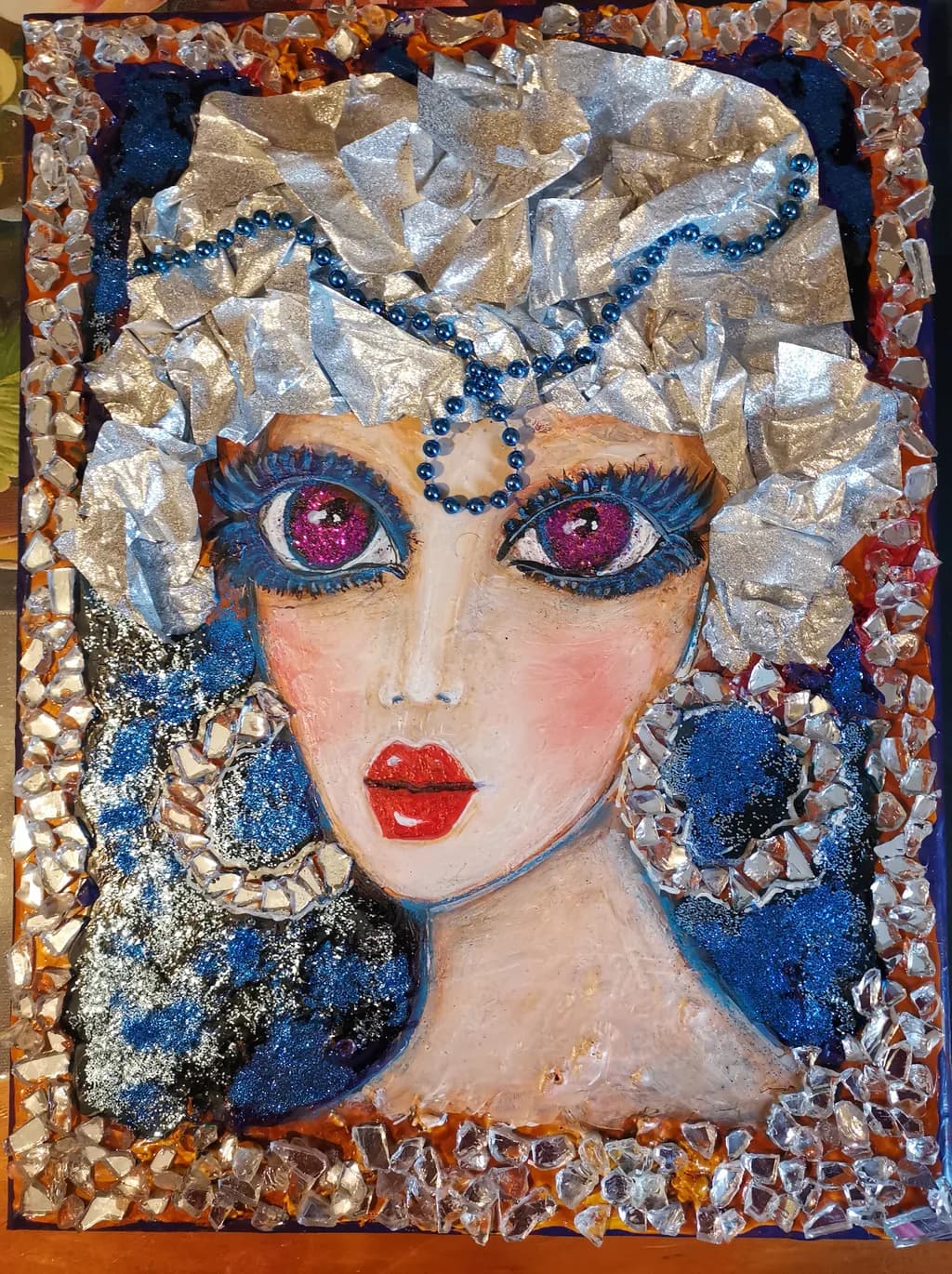 Vibrant Glamour: A Textured Portrait of Elegance and Expression