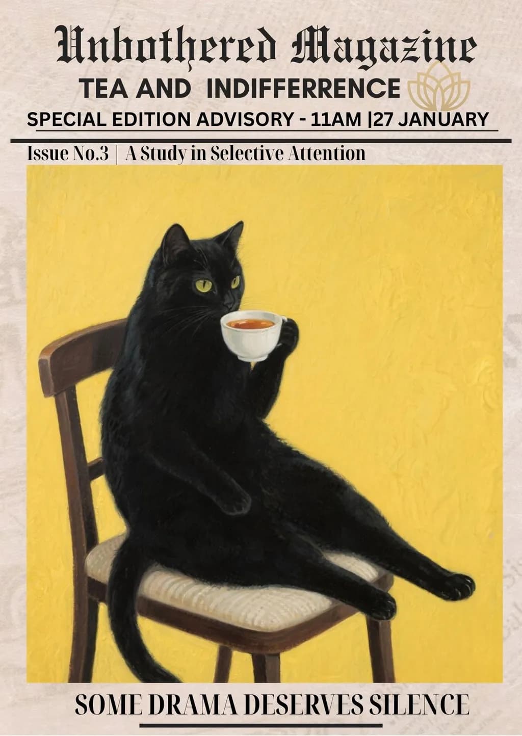 Whiskers and Whimsy: A Cat's Contemplation Over Tea