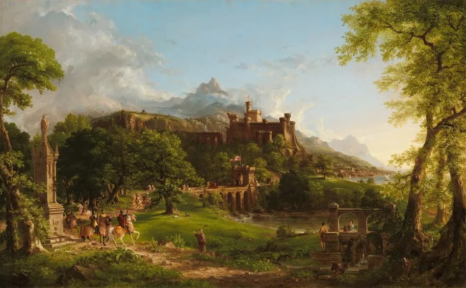 Whispers of a Forgotten Realm: A Serene Landscape of Castles and Nature