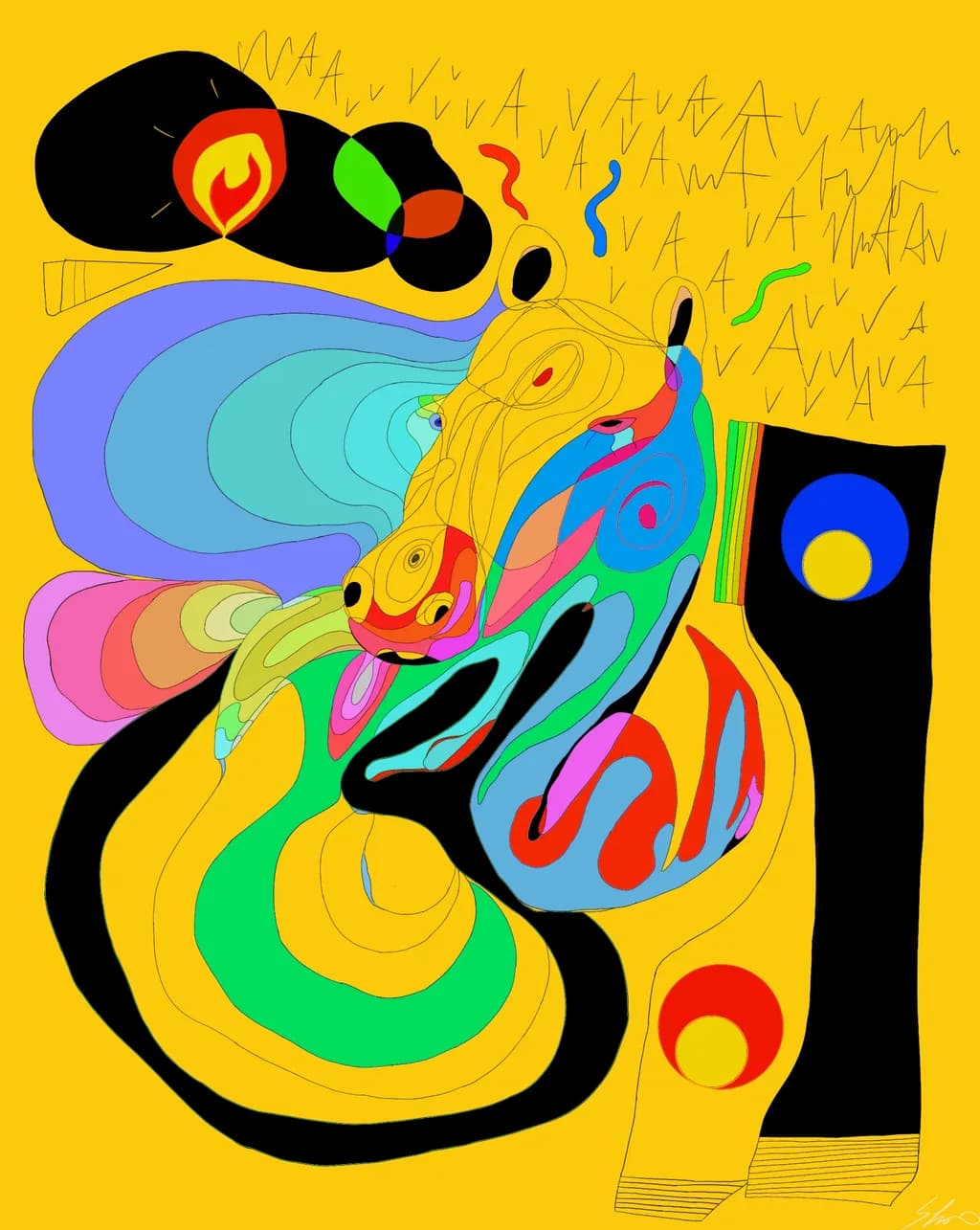 Vibrant Whimsy: A Fluid Dance of Color and Energy