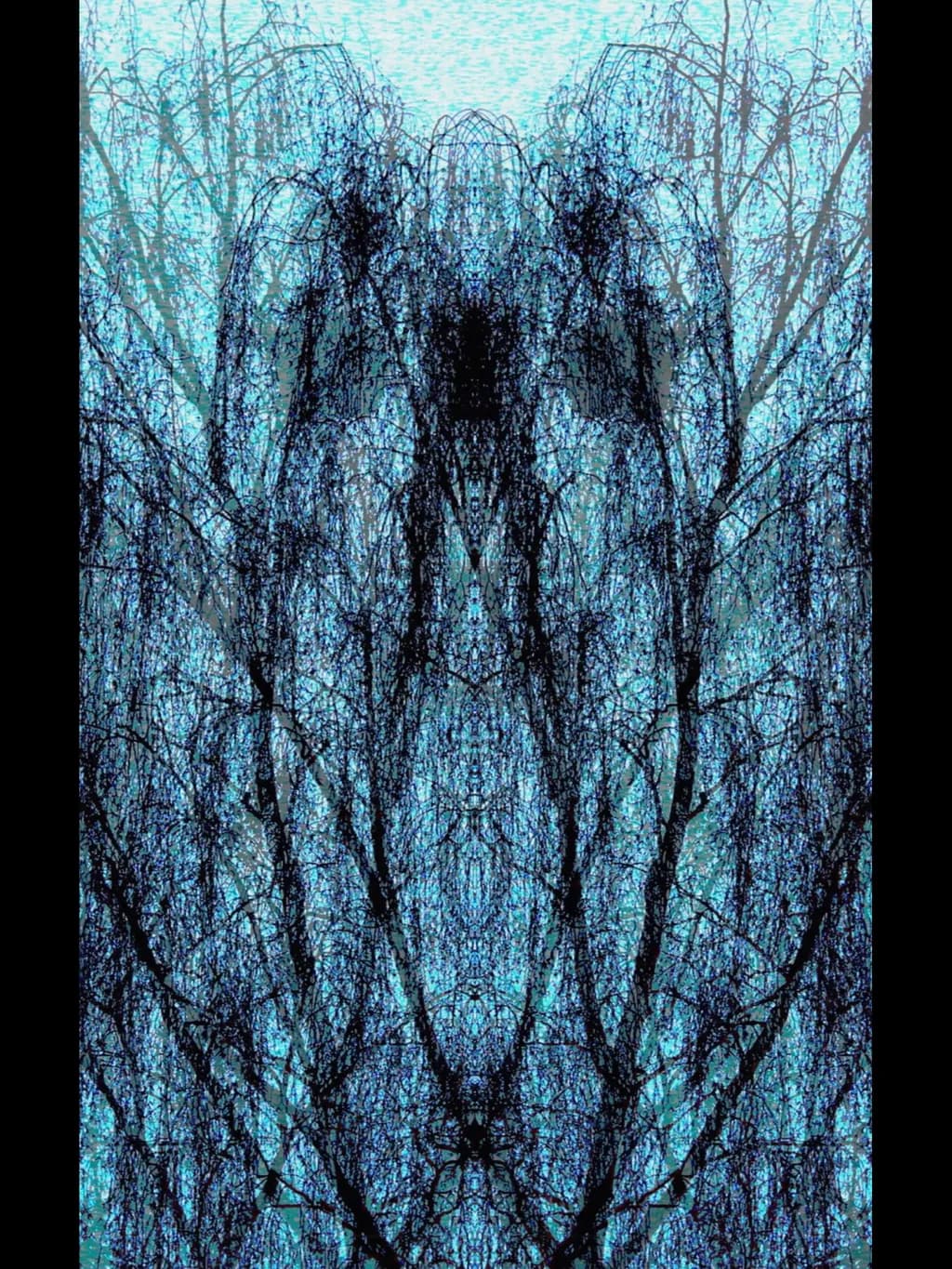 Whispers of Blue: An Abstract Dance of Trees and Texture