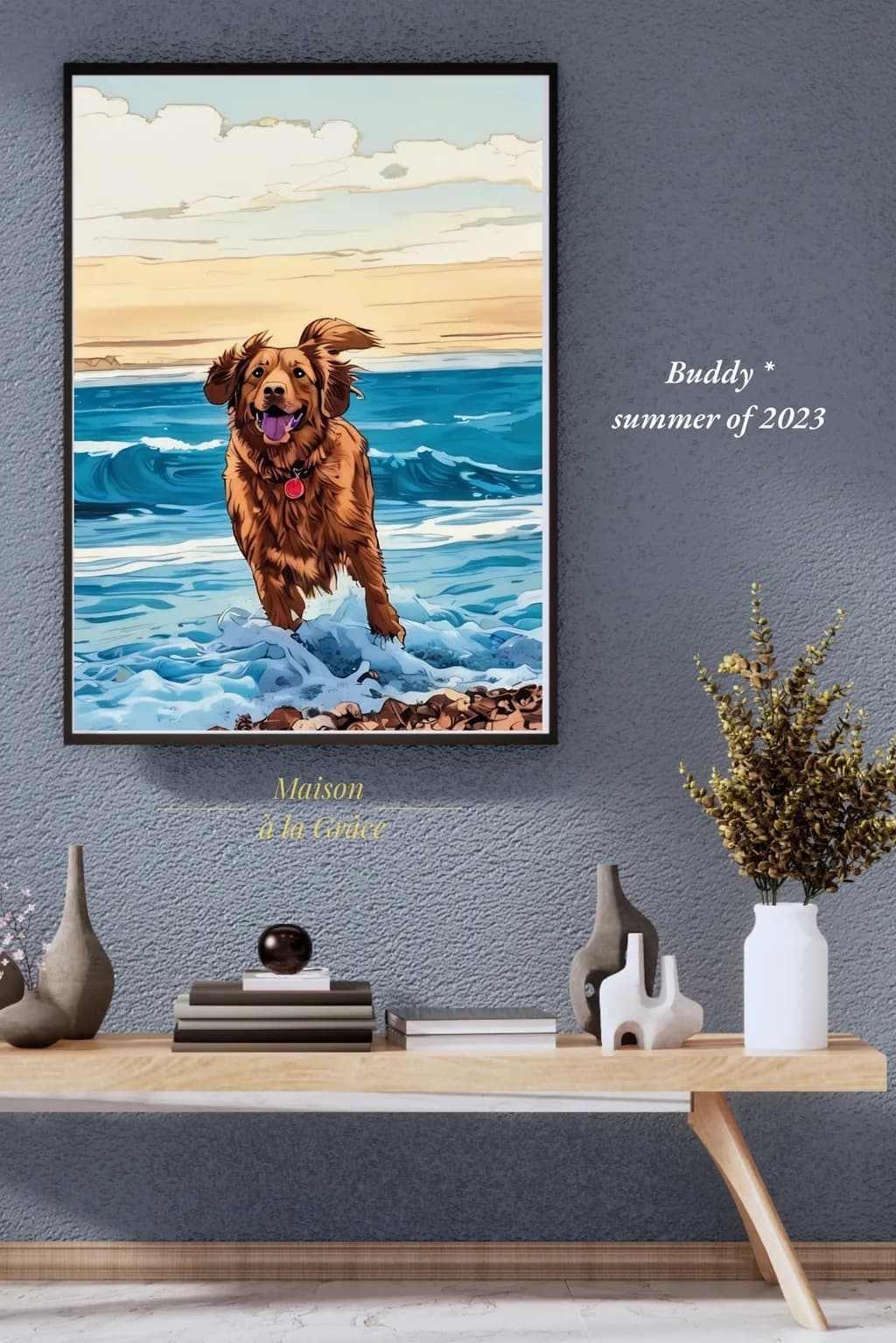 Golden Joy: Buddy's Summer Splash in the Waves