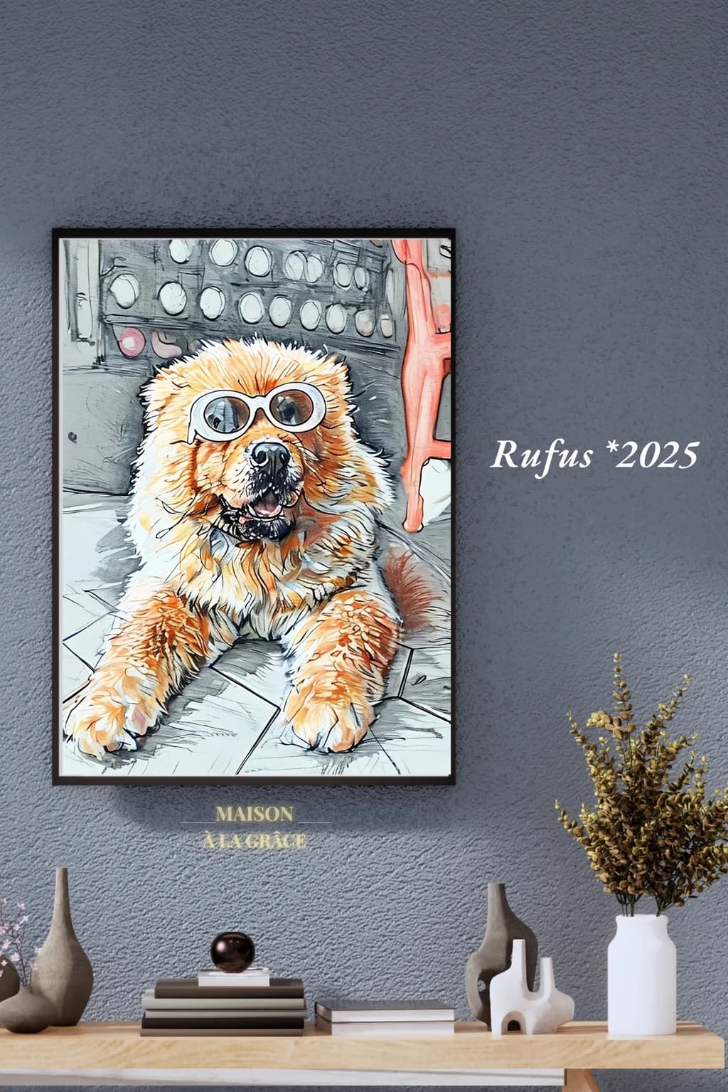 Charming Rufus: A Playful Portrait of a Stylish Pup in Sunglasses