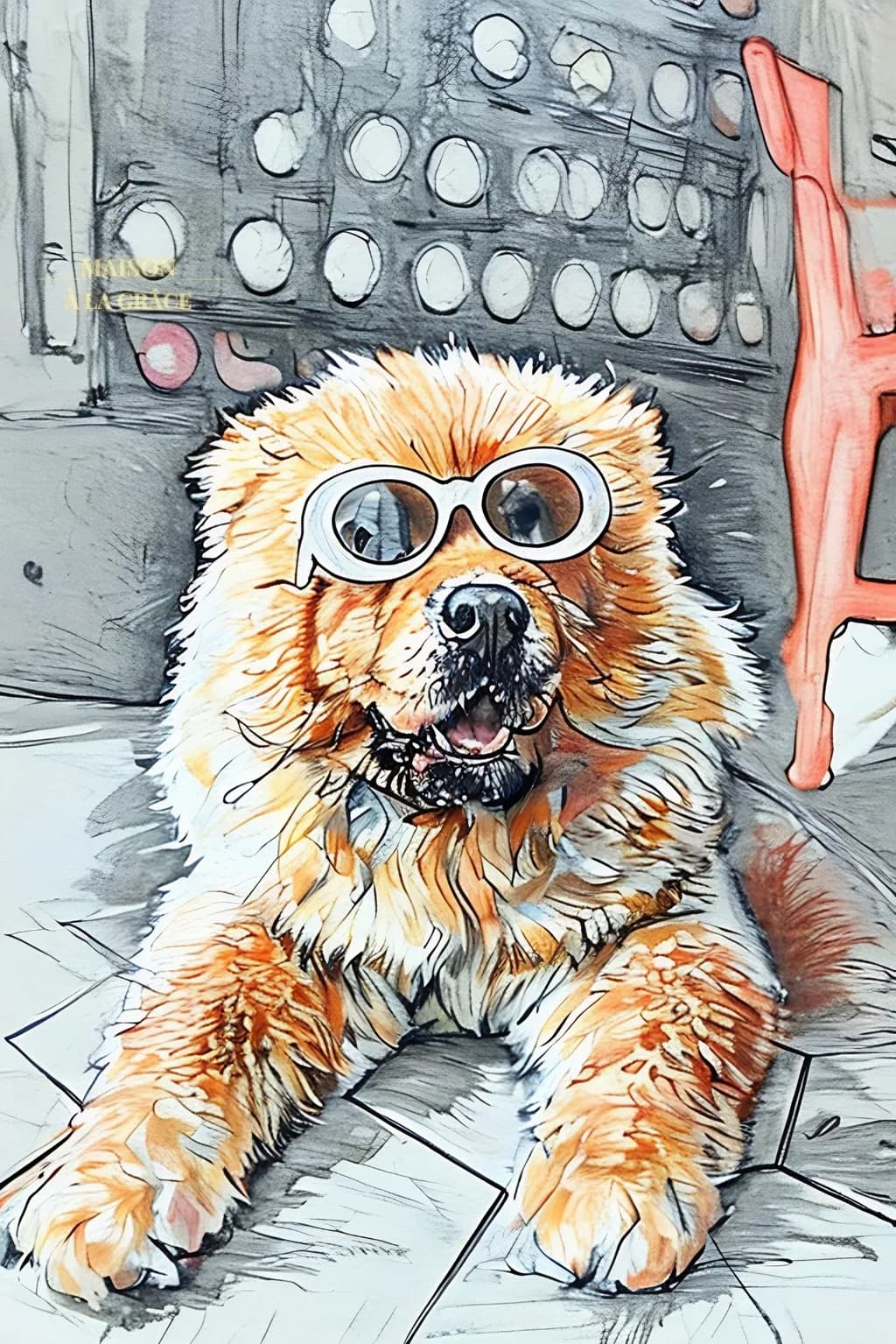 Charming Canine Coolness: A Playful Portrait of a Sunglass-Wearing Dog