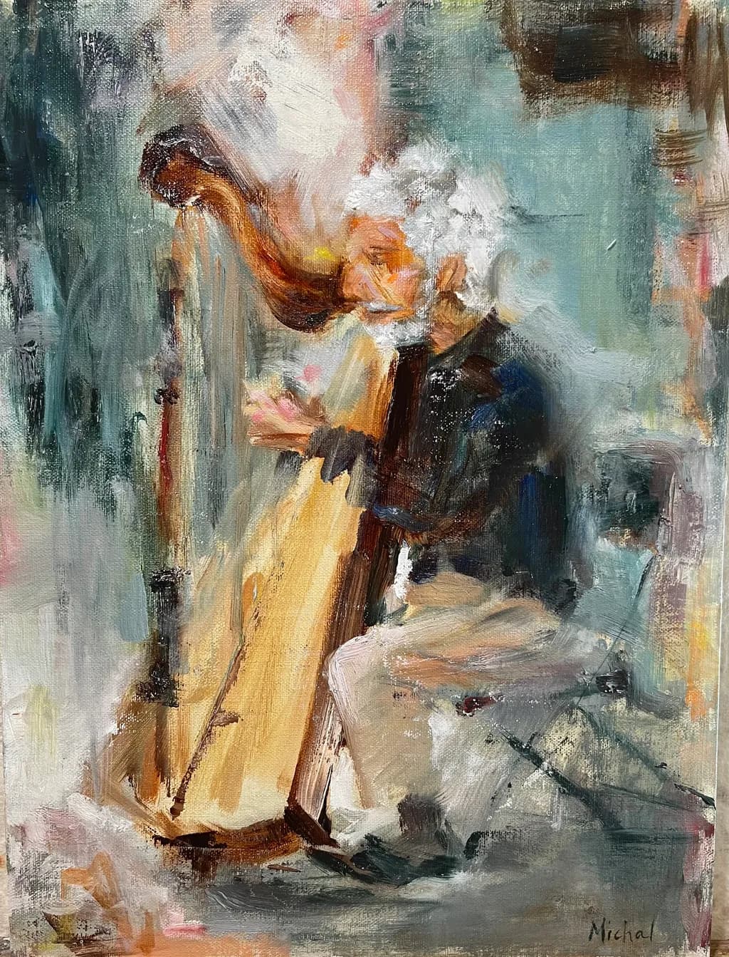 Harpist in Motion