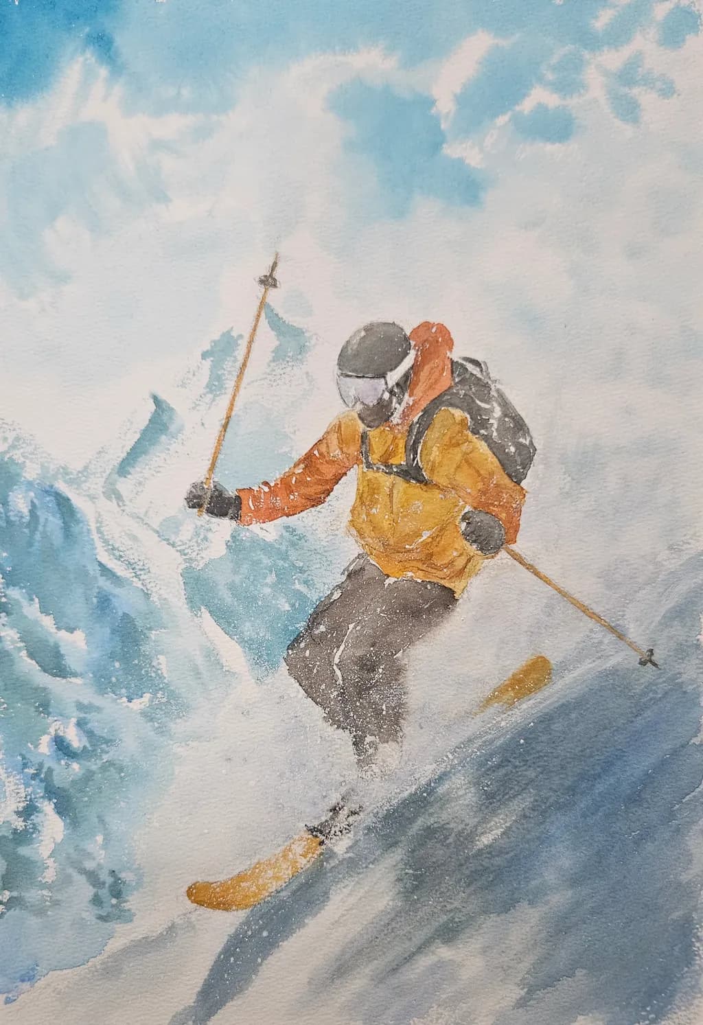 Mountain Majesty: A Skier's Dance with Nature's Elements