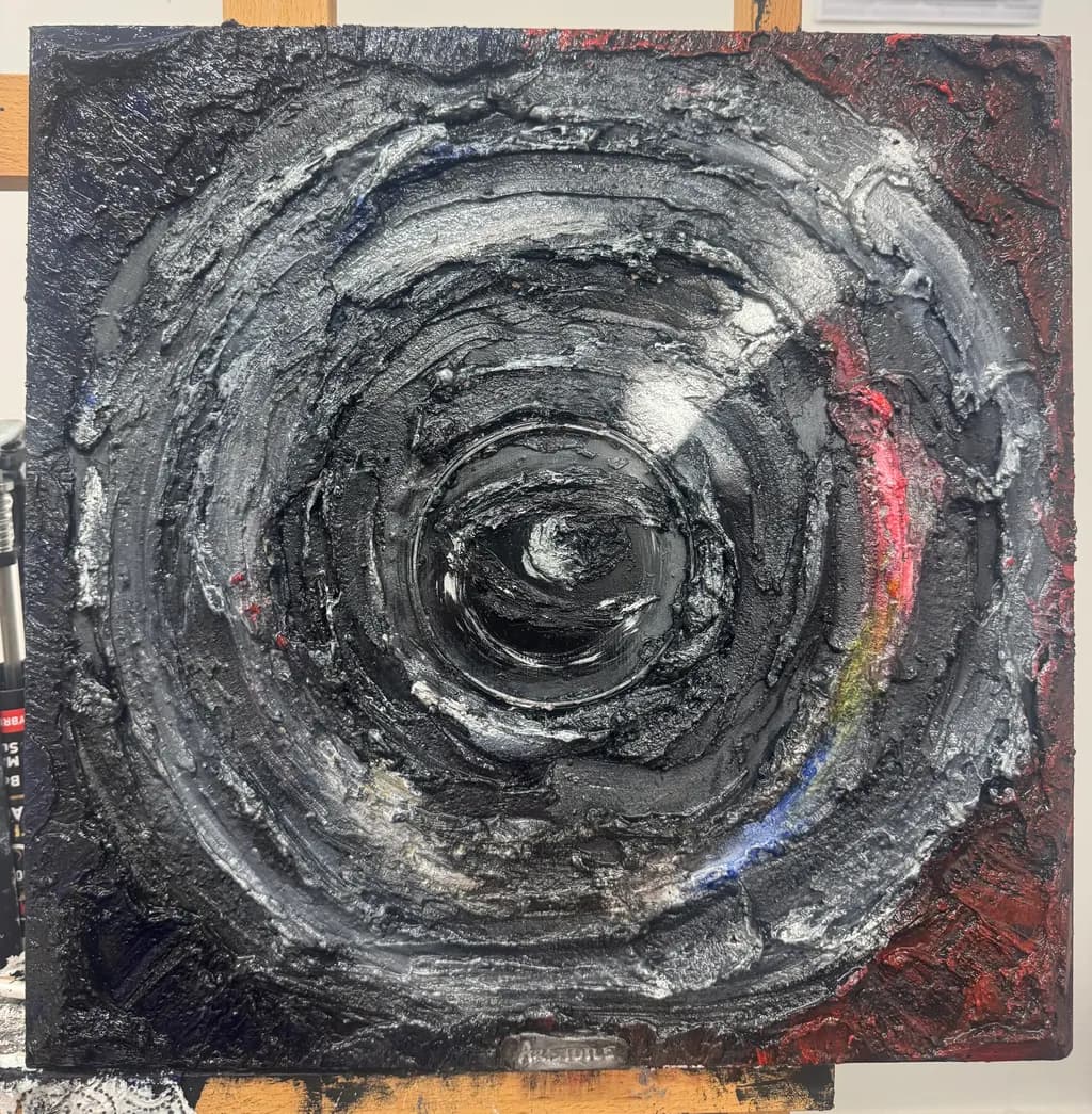 Whirlwind of Shadows: An Abstract Journey Through Texture and Depth