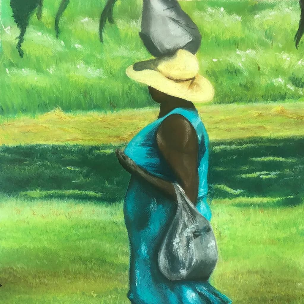 Graceful Presence: A Woman in Blue Amidst Nature's Embrace