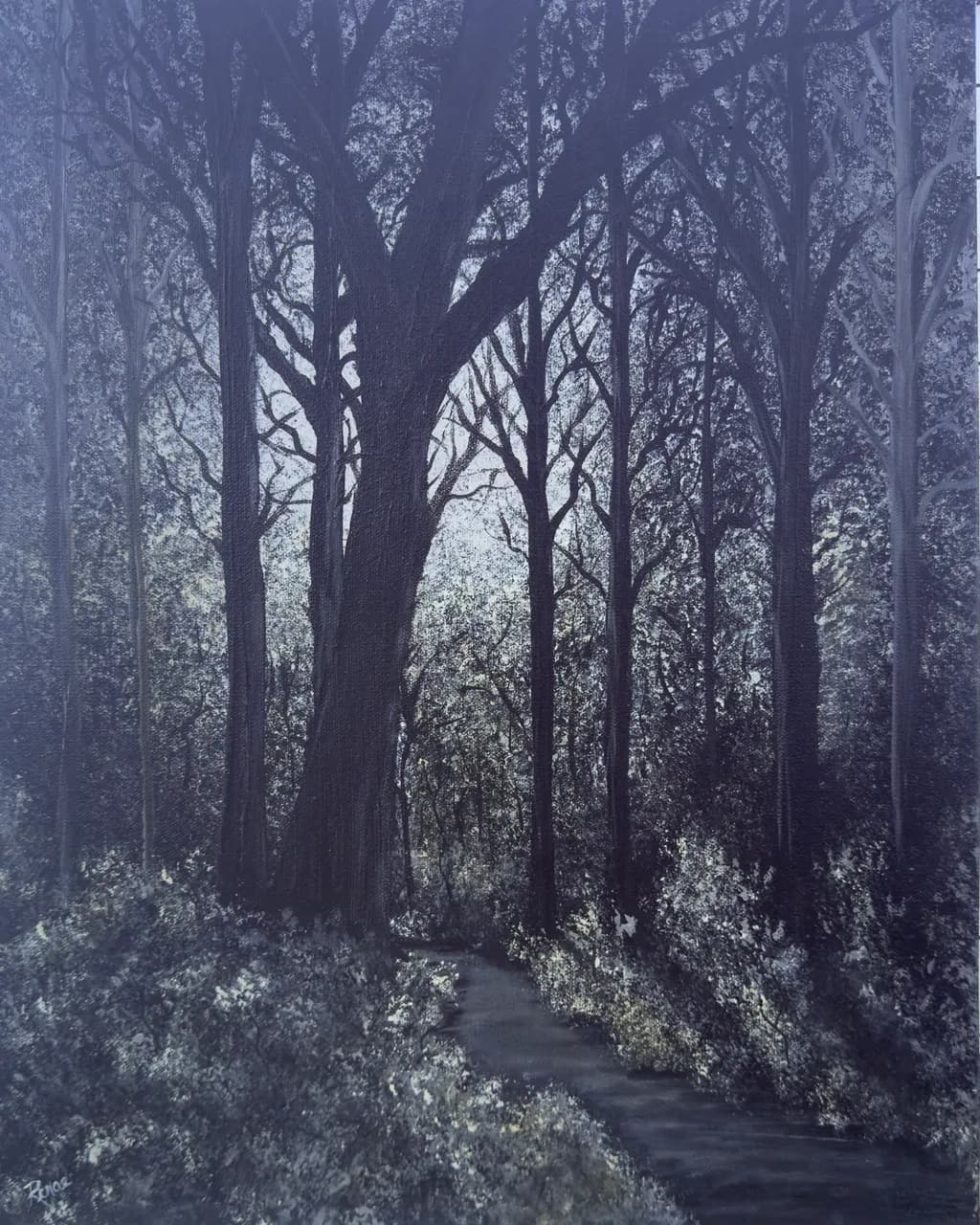 Whispers of the Monochrome Forest: A Serene Pathway Through Shadows