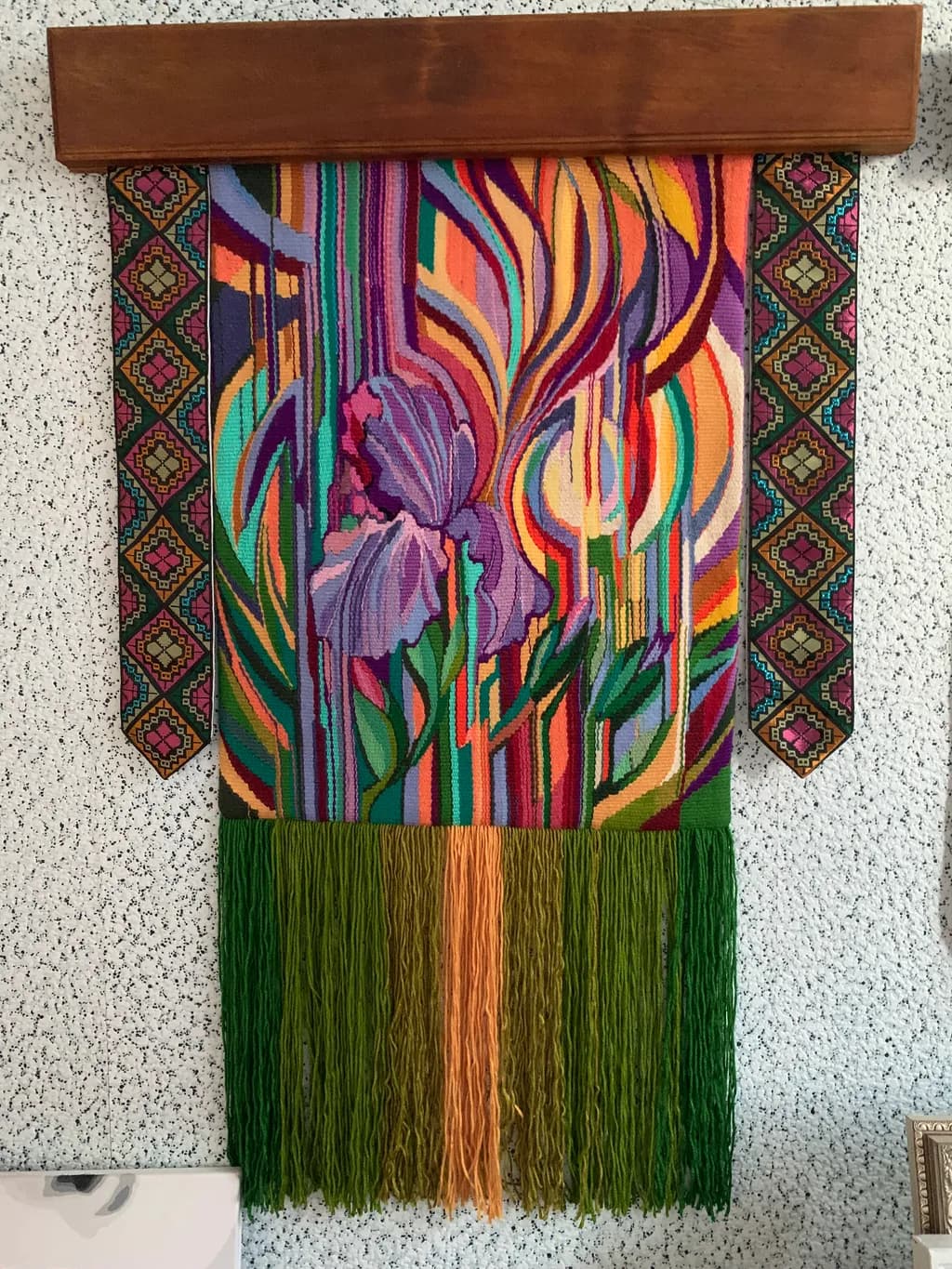 Vibrant Floral Tapestry: A Handcrafted Textile Masterpiece for Colorful Home Decor