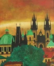 Night fall, Prague